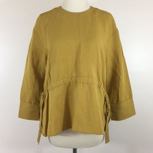 Zara Yellow 3/4 Sleeve Blouse - Size XS